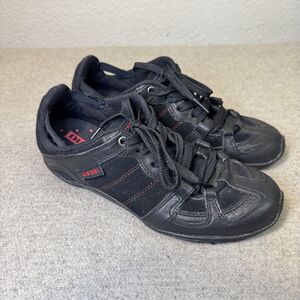 Diesel Hunter Black Leather Slip On Sneakers VTG Y2K Designer Men 7.5 Women 9